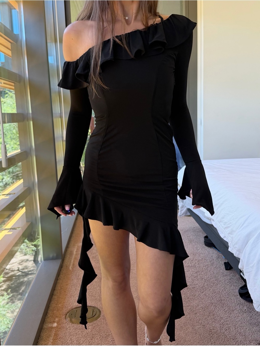 Mistress Rocks Black Ruffle Mini Dress